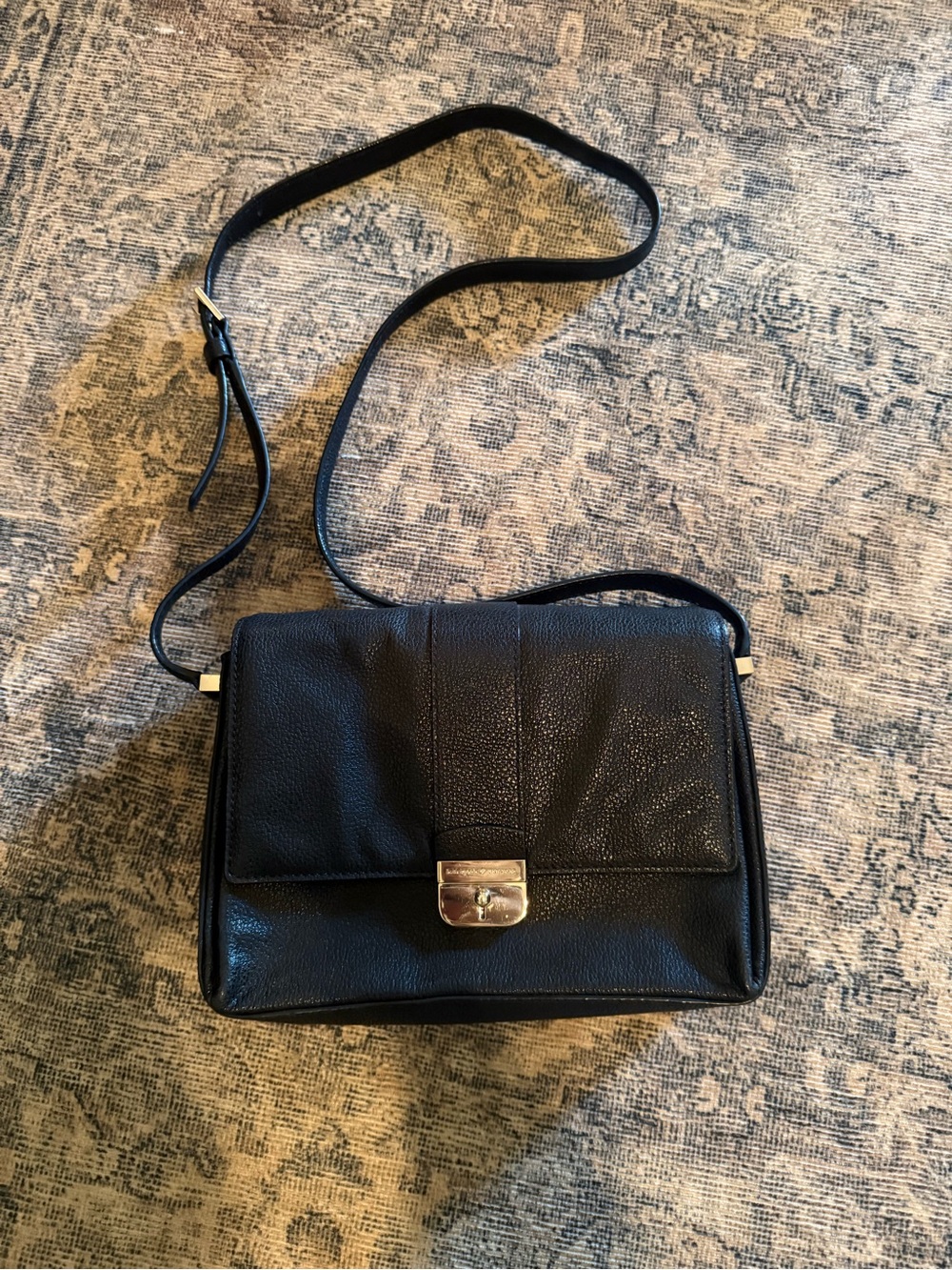 Kate Spade Black Leather Crossbody Bag with Gold Hardware
